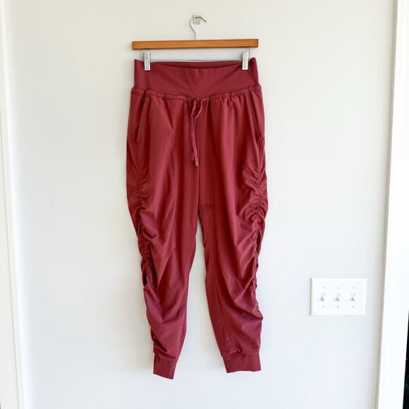 Athleta Attitude Lined Ruched Stretch High Rise Pants Red 2 - Picture 1 of 9